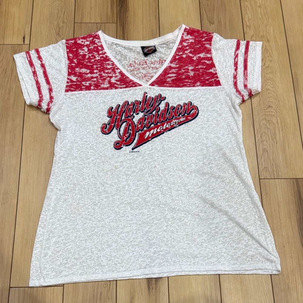 Harley-Davidson Woman’s Red and White Graphic Tee